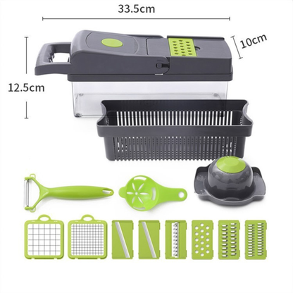 Jansol Chef Pro — Cortador, Rallador y Mandolina de Verduras 14 Piezas