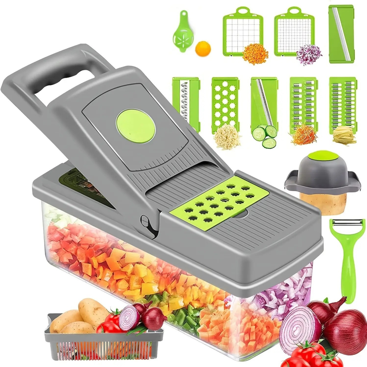 Jansol Chef Pro — Cortador, Rallador y Mandolina de Verduras 14 Piezas